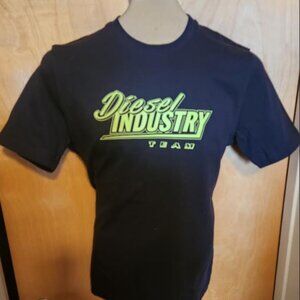 DIESEL fitted crew T-Shirt - BLACK w/ Neon Yellow Logo - Size M [NWTs]